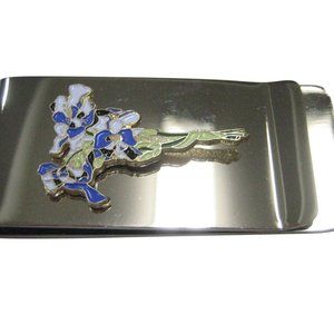 Violet and White Toned Iris Flower Money Clip